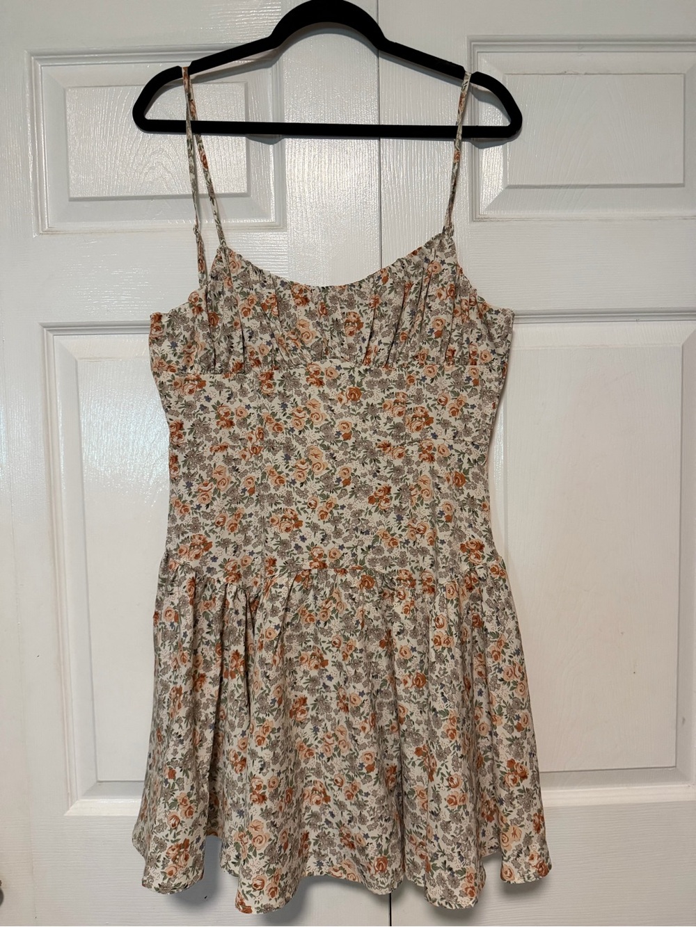 SHEIN Cream Floral Spaghetti-Strap Summer Dress